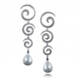 Серьги Серебро 925 жемч синт, циркон 025 352 01 21-03200 2010 г инфо 7772r.