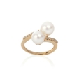 Кольцо с жемчугом и бриллиантами Nasonpearl RIEU-DIA (жел зол) 2010 г инфо 7815r.