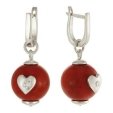 Серьги Коралл с фианитом 4118522К 2009 г инфо 8732r.