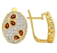 Серьги с гранатом, фианитом и золотым покрытием 42A8EZ1456 2010 г инфо 9050r.